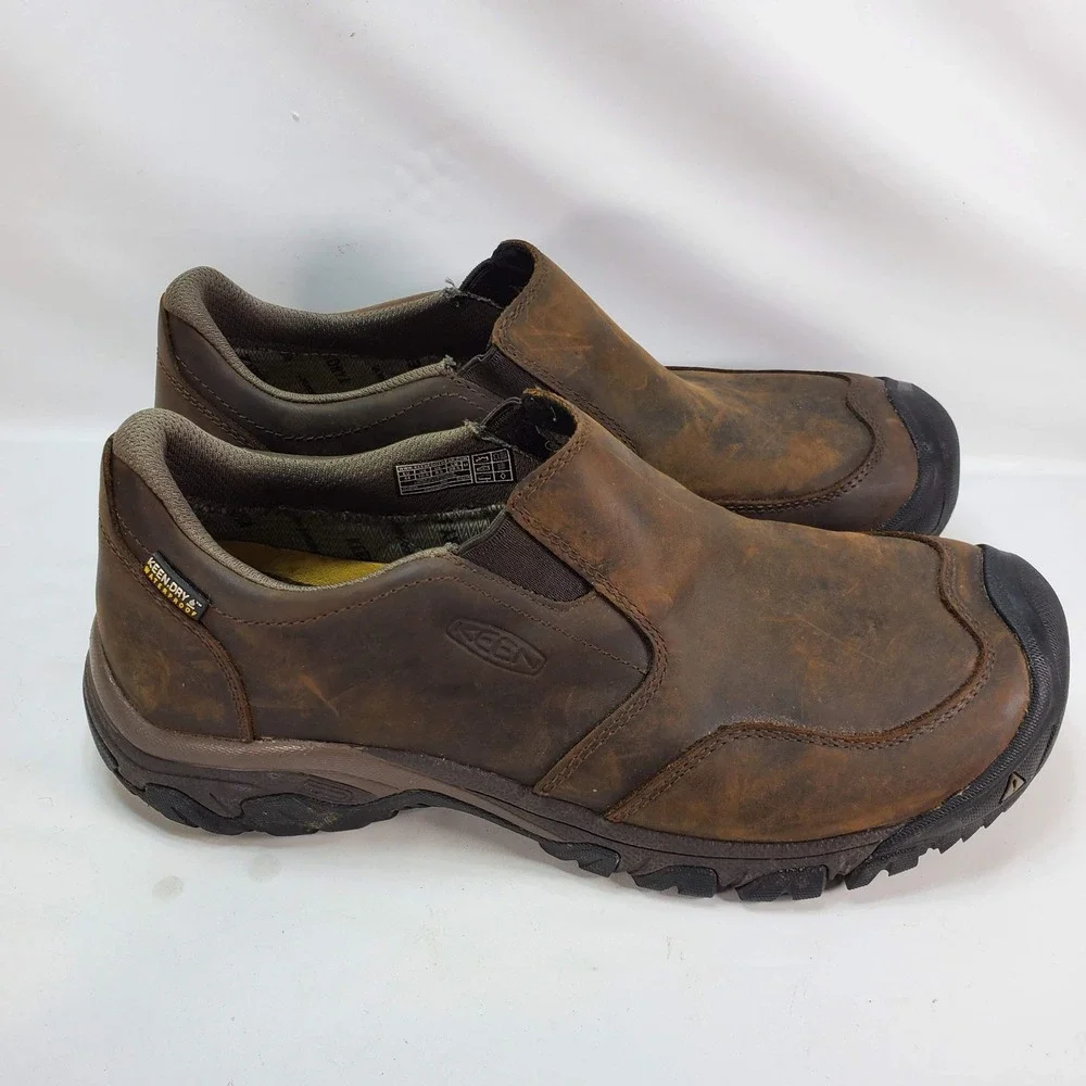 Keen Brixen II Lo Shoes Men 10.5 Brown Waterproof Leather Slip On Hiking 1019933